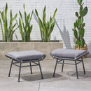 Montana Faux Rattan Outdoor Patio Ottoman with Cushion (Set of 2)