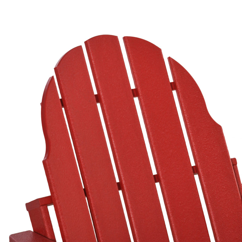 Folding Adirondack Chair, Faux Wood Patio & Fire Pit Chair, Weather Resistant HDPE for Deck, Outside Garden, Porch, Backyard, Red