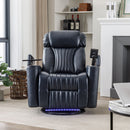 270° Power Swivel Recliner Home Theater Chair With Hidden Arm Storage, LED Light, Cup Holder, And Tray Table by HouseOfZazla