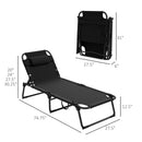 Outsunny - Outdoor Chaise, Adjustable Folding Chaise Lounge With 4-Position Backrest, Magazine Pocket, Removable Head Pillow, Sun Bathing Lounger Chair For Patio, Beach - Gray by HouseOfZazla