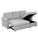 83" Modern Convertible Sleeper Sofa Bed with Storage Chaise,Gray