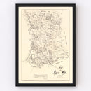 Vintage Map of Lee County, Texas 1879
