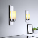GobekUsa Modern Opal Glass Tube Wall Sconce Light with Chrome Finish and Metal Backplate