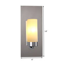 GobekUsa Modern Opal Glass Tube Wall Sconce Light with Chrome Finish and Metal Backplate