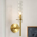 GobekUsa Dimpled Blown Glass Cylinder Wall Sconce - Modern 1 Bulb Brass Light Fixture