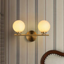 GobekUsa Modern Gold Wall Sconce with Milky Glass Shade for Bedside Lighting - 2 Bulbs Included