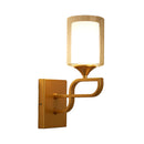 GobekUsa Gold Contemporary Armed Wall Sconce with Opal Glass Shade and 1 Bulb