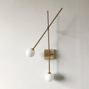 GobekUsa Minimalist Opal Glass Bubble Wall Sconce with Metal Arm - 2 Bulb Light Fixture in Black/Gold
