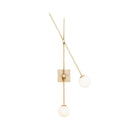 GobekUsa Minimalist Opal Glass Bubble Wall Sconce with Metal Arm - 2 Bulb Light Fixture in Black/Gold