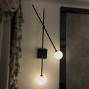 GobekUsa Minimalist Opal Glass Bubble Wall Sconce with Metal Arm - 2 Bulb Light Fixture in Black/Gold
