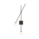 GobekUsa Minimalist Opal Glass Bubble Wall Sconce with Metal Arm - 2 Bulb Light Fixture in Black/Gold