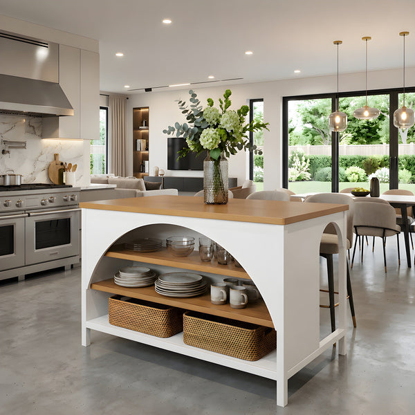 56" Farmhouse Kitchen Island with Open Storage, photo 2 of 10