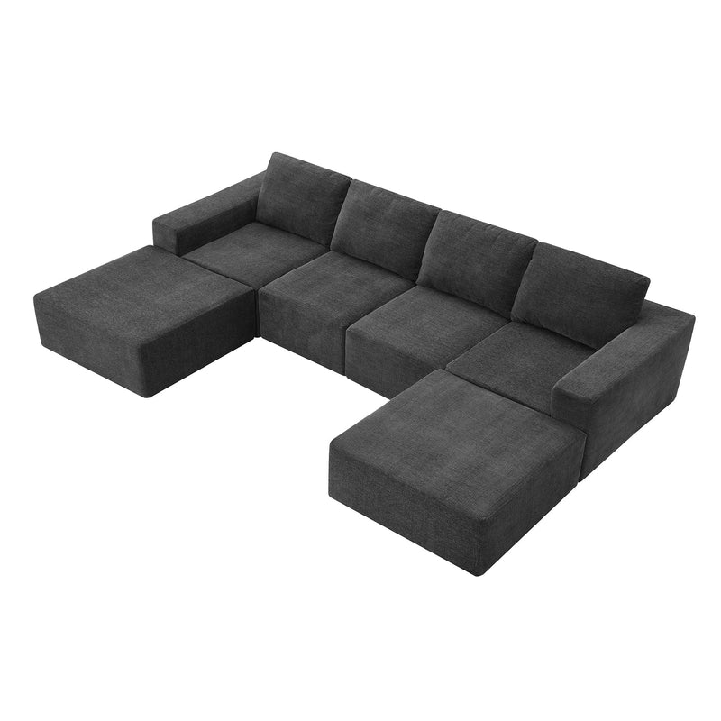 Walker Edison | Chenille Modular U-Shaped Sectional Sofa