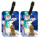 Artist Snowman with Boykin Spaniel Luggage Tag