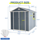8x6ft Resin Outdoor Storage Shed Kit-Perfect to Store Patio Furniture,Grey
