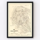 Vintage Map of Polk County, Texas 1879