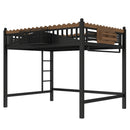 Full Size Loft Bed with Ladders and Storage Shelves