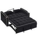 55.51 inch versatile foldable sofa bed in 3 lengths, modern sofa sofa sofa velvet pull-out bed, adjustable back and with USB port and ashtray and swivel phone stand (Black)