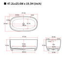 47'' Freestanding Bathtub Resin Stone Soaking Bathtub