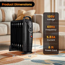 700W Electric Oil Filled Radiator Heater with Adjustable Thermostat by LJGDeals