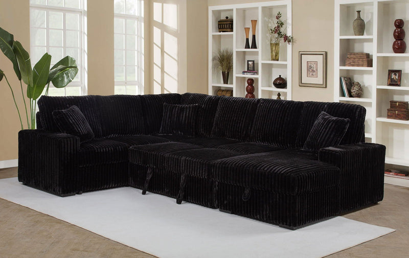 Devonshire Sleeper Sectional Sofa Storage Chaise Black, photo 3 of 7