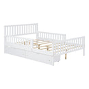 Platform Bed With Guardrails On Both Sides And 2 Storage Drawers