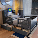 Platform Bed With LED Light, Multi Functional Headboard, Guardrail And 2 Drawers by Unique Piece Furniture