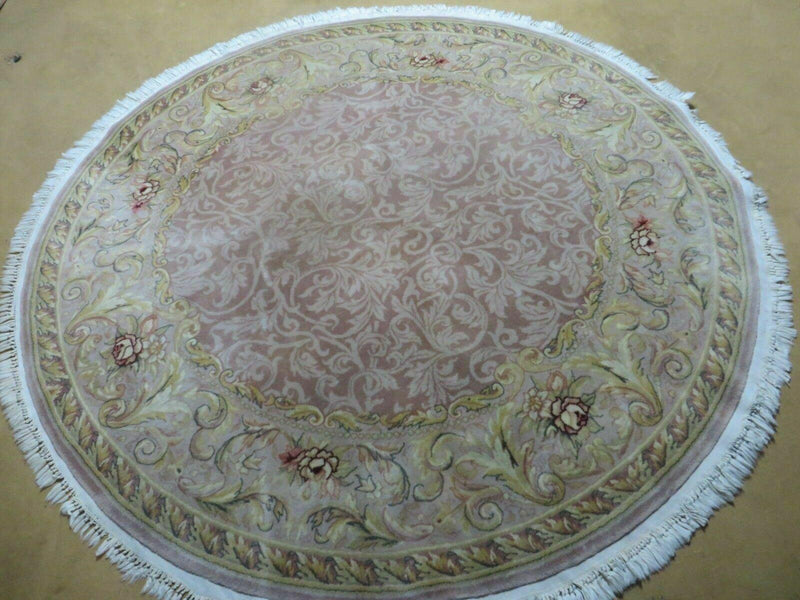 6' X 6' Round Handmade Fine Chinese Floral Oriental Silk Wool Rug Carpet Nice