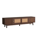 TV Stand For 80" TVs With Sliding Doors And Drawers, Accent Storage Unit - Dark Brown by HouseOfZazla