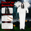 6.6 Feet Halloween Animatronic Standing Angel with Sound-Activated Light-up Eyes and Flapping Wings