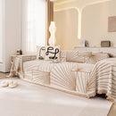 Modern Minimalist Chenille Line Pattern Sofa Cover, Dust and Scratch Resistant Throw Blankets for Couch