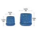 Ceramic Flowerpot, 7" Planter Set of 2 - Antique Navy Blue