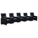 Warren - 5 Seater Home Theater With 4 Wedge Consoles Recliners And Storage Consoles - Black by HouseOfZazla
