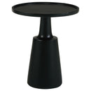 Stain Pedestal Accent Round Table With Lipped Top - Black by HouseOfZazla