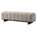 Indoor Dining Bench in Oatmeal Chenille Fabric with Rubber Wood Legs by HouseOfZazla