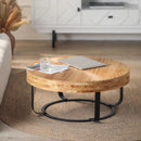 Modern Round Coffee Table With Wooden Carving Pattern by Unique Piece Furniture