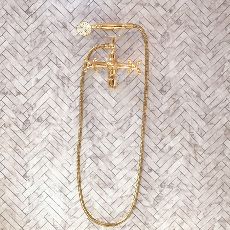 Handcrafted Unlacquered Brass Freestanding Bath Tub Filler - BRASSMA