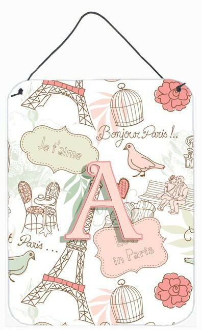 Letter A Love in Paris Pink Wall or Door Hanging Prints CJ2002-ADS1216