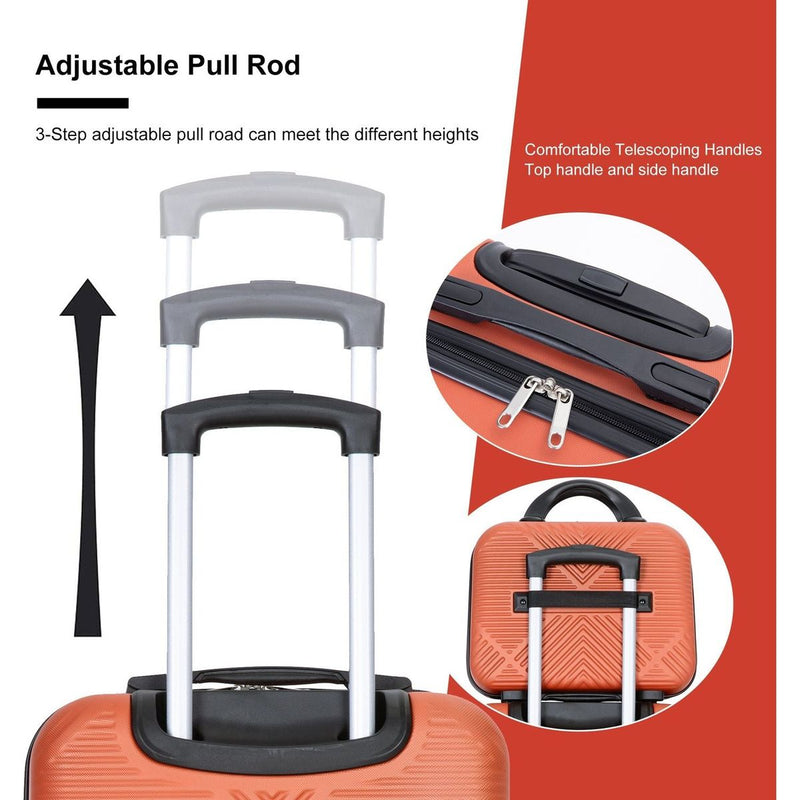 2Piece Luggage Sets ABS Lightweight Suitcase, Spinner Wheels, (20/14) DARK ORANGE