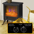 17" Electric Fireplace Stove with Two Heating Modes, Freestanding Fire Place Heater with Realistic Logs LED Flame, Adjustable Temperature, Overheat Protection, 750W/1500W, Black