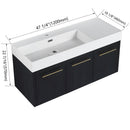 Contemporary 48" Wall Mounted Bathroom Vanity With Resin Sink And Soft Closing Doors And Line - Black Chestnut by HouseOfZazla