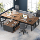 L-Shaped Executive Desk With Mobile File Cabinet, Large Home Office Workstation With Drawers And Shelves - Brown / Black by HouseOfZazla