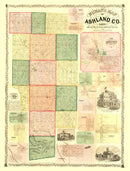 Vintage Map of Ashland County, Ohio 1861
