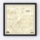 Vintage Map of Cuyahoga County, Ohio 1858
