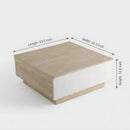 Modern Faux Travertine Coffee Table with 2 Drawers