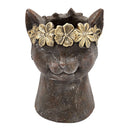 8.5x7.7x12.4" Magnesium Cat Statue Planter with Textured Finish by HouseOfZazla