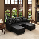 Upholstered Sofa With Nailhead Trim, Rolled Armrests With Ottoman by HouseOfZazla