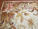 7' 7" x 9' 8" Needlepoint Rug Floral Beige Flat Weave Carpet 8x10 Handmade New Area Rug