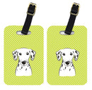 Checkerboard Lime Green Dalmatian Luggage Tag