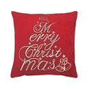 Red Velvet Christmas Throw Pillow with Merry Christmas Embroidery